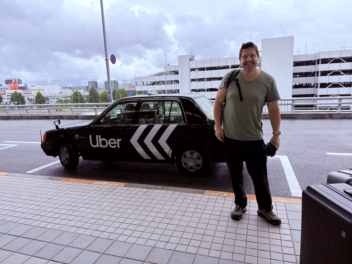 Carlo in front of taxi in Japan