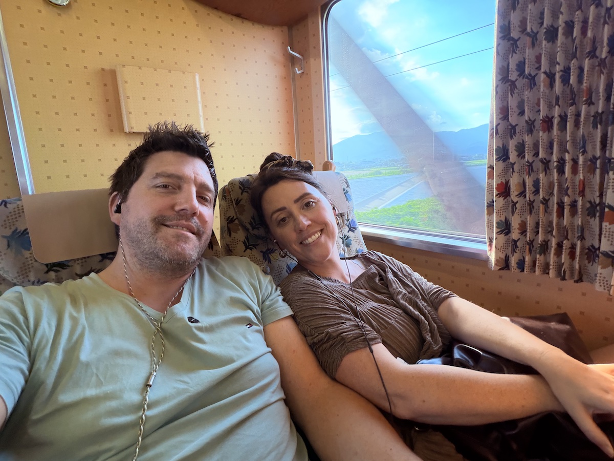 Flor and carlo on the train in japan